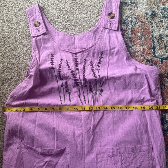 Wide Leg Cotton Jumpsuit with Lavender Embroidery 🪻 - Picture 8 of 8